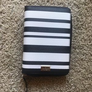 Kate Spade black and white stripes zip planner